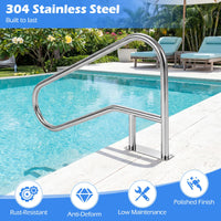 Pool Handrail Stair Rail with Mount Base Plate for Water Parks