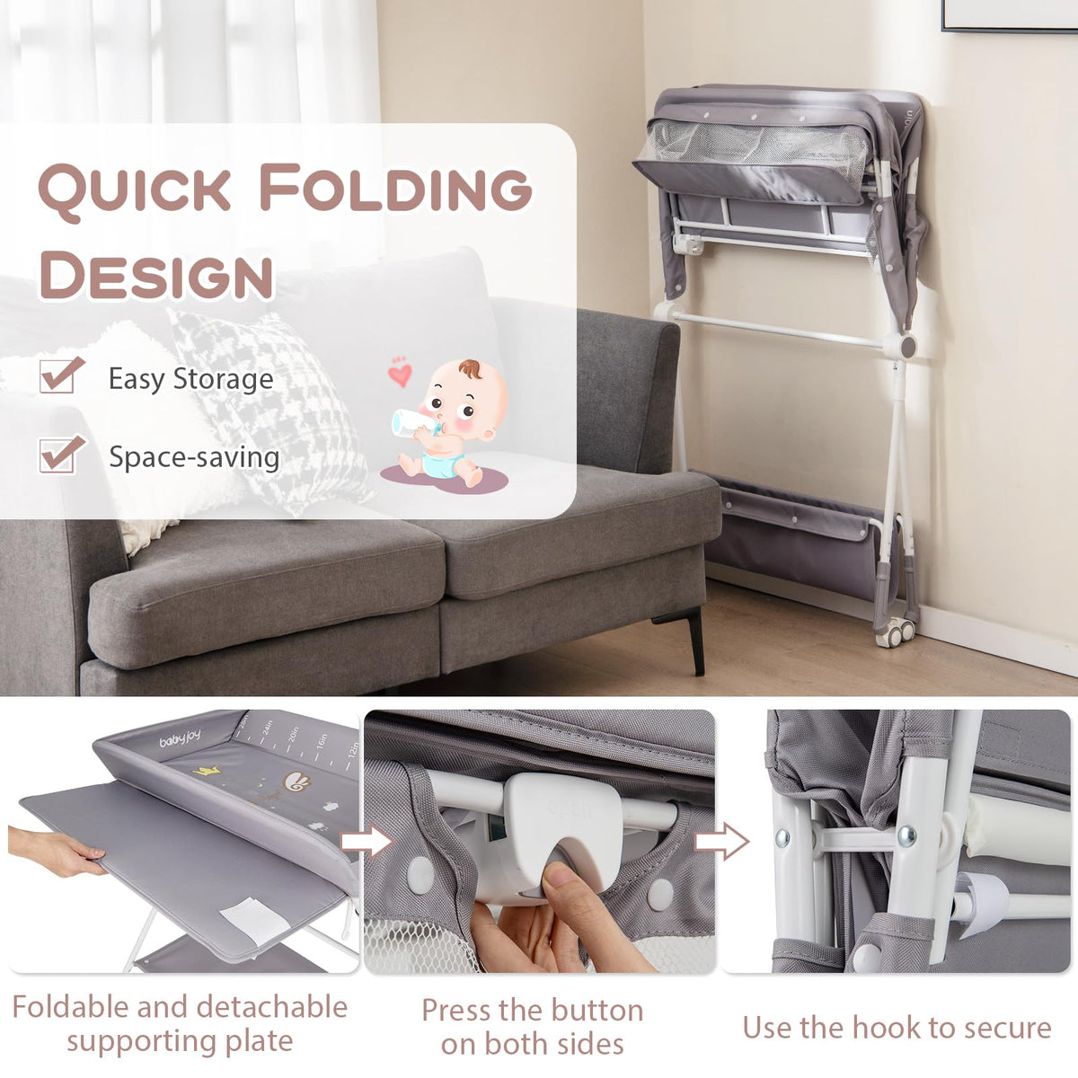 Portable Folding Baby Changing Table for Infant Newborn Nursery
