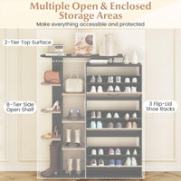 Shoe Storage Cabinet Freestanding Shoe Organizer with 3 Flip Drawers