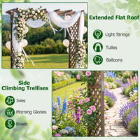Flat Top Garden Arch Trellis 216cm Tall Wood Garden Archway Gate for Climbing Plants