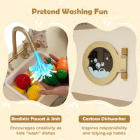 Kids Corner Pretend Kitchen Playset with Faucet Dishwasher Stoves