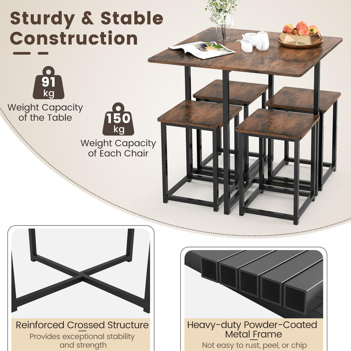 Giantex 5-Piece Dining Table Set for Small Space