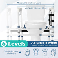 Foldable Toilet Safety Frame with Adjustable Height and Width Non-Slip Design