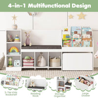 4-in-1 Standing Toy Organizer w/ Removable Seat Cushion