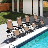 Patio Zero Gravity Lounge Chair with Cup Holder & Removable Pillow