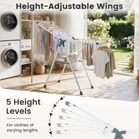 Foldable 2-Level Clothes Drying Rack with140 CM Adjustable Wings