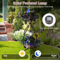 Solar Outdoor Bird Bath, Vintage Bird Bath & Feeder Combo