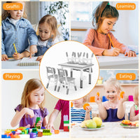 Kids Table and 4 Chairs Set, Height Adjustable Toddler Desk and Chair Set