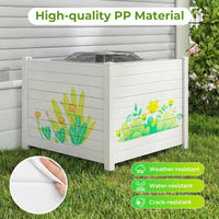 122 x 95 cm Air Conditioner Fence 2 Panels with Metal Stakes No Dig Enclosure