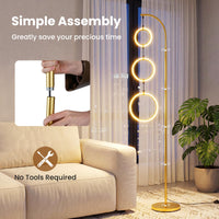 3-Circle Dimmable LED Floor Lamp with Foot Switch & 3 Color Temperatures for Room