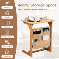 C-Shaped Sofa End Table Laptop Desk with Storage Bags for Small Space Living Room