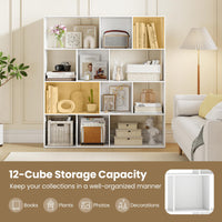 4-Tier Open Shelf Bookcase with 12 Storage Compartments