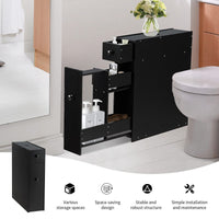 Free Standing Bathroom Floor Storage Cabinet with Drawer and Adjustable Shelf Double Door