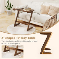 Giantex Bamboo Sofa Side Table, Z-Shaped End Table W/Spacious Tabletop