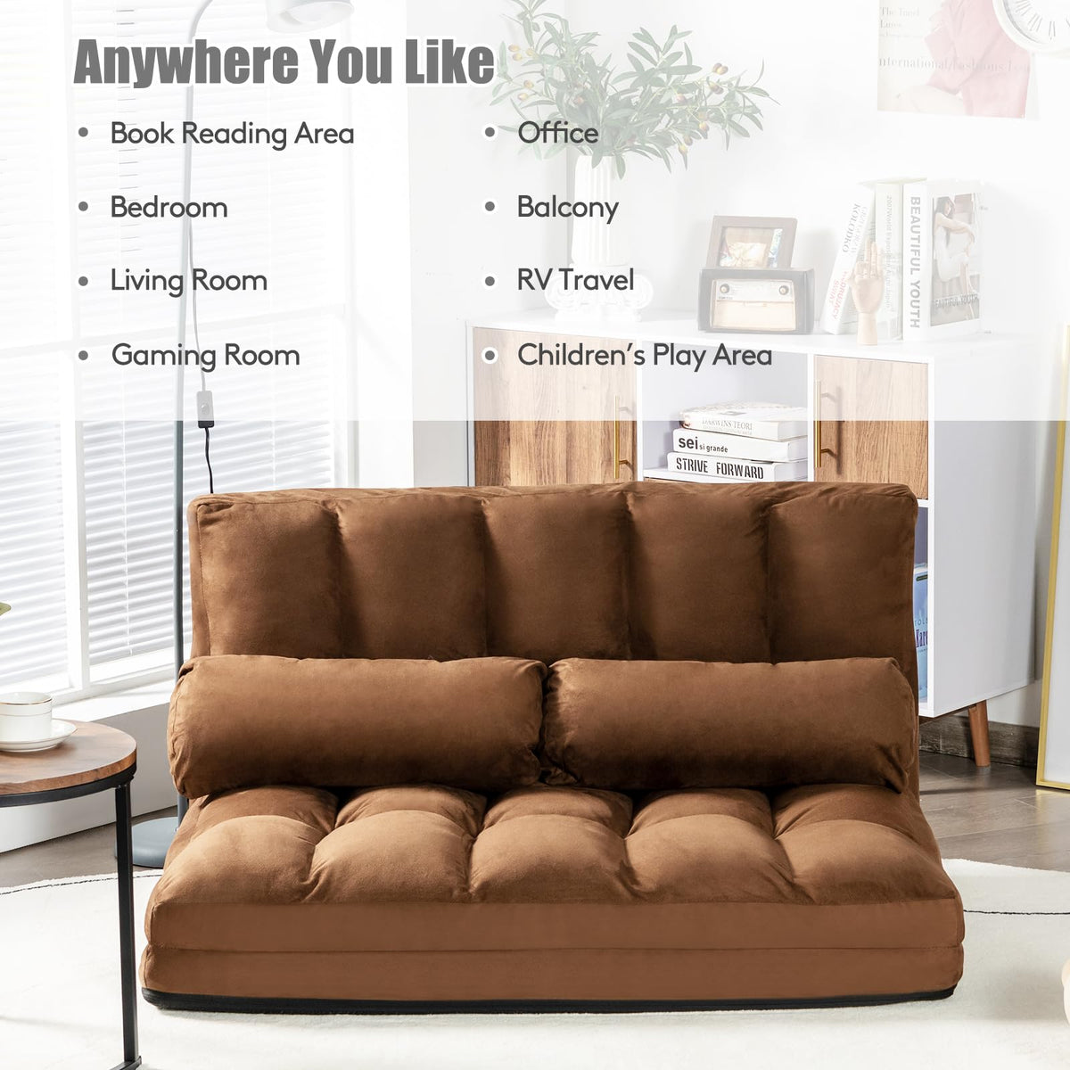 Giantex Adjustable Floor Sofa 6-Position Foldable Lazy Sofa Bed with Detachable Cloth Cover
