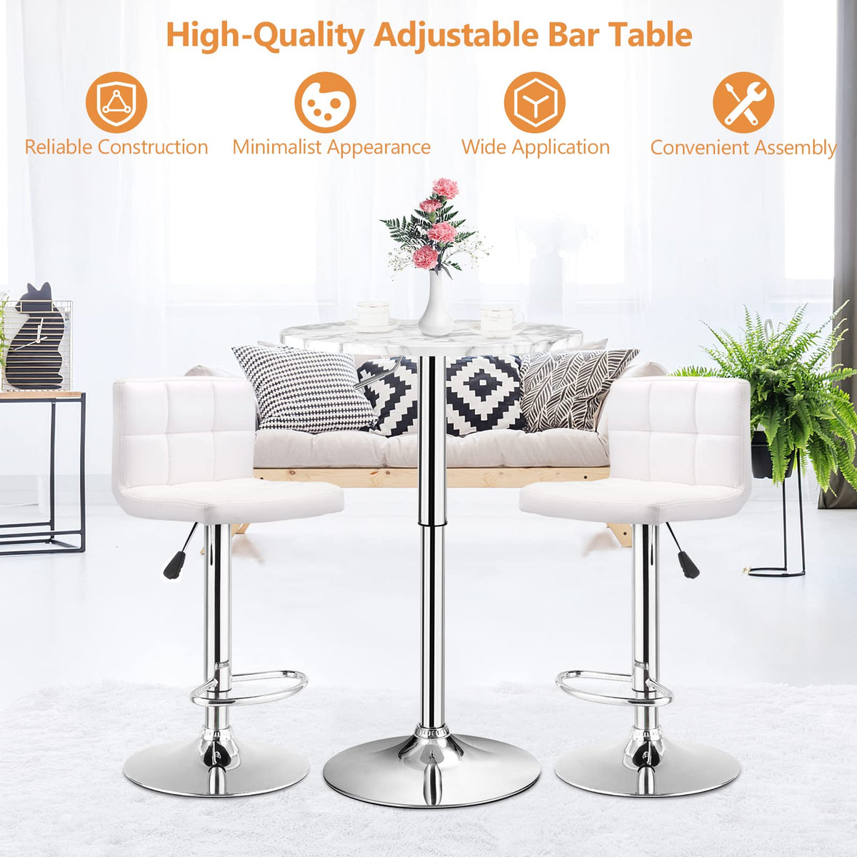 Giantex Modern Bar Table w/Marble Patterns (only table)