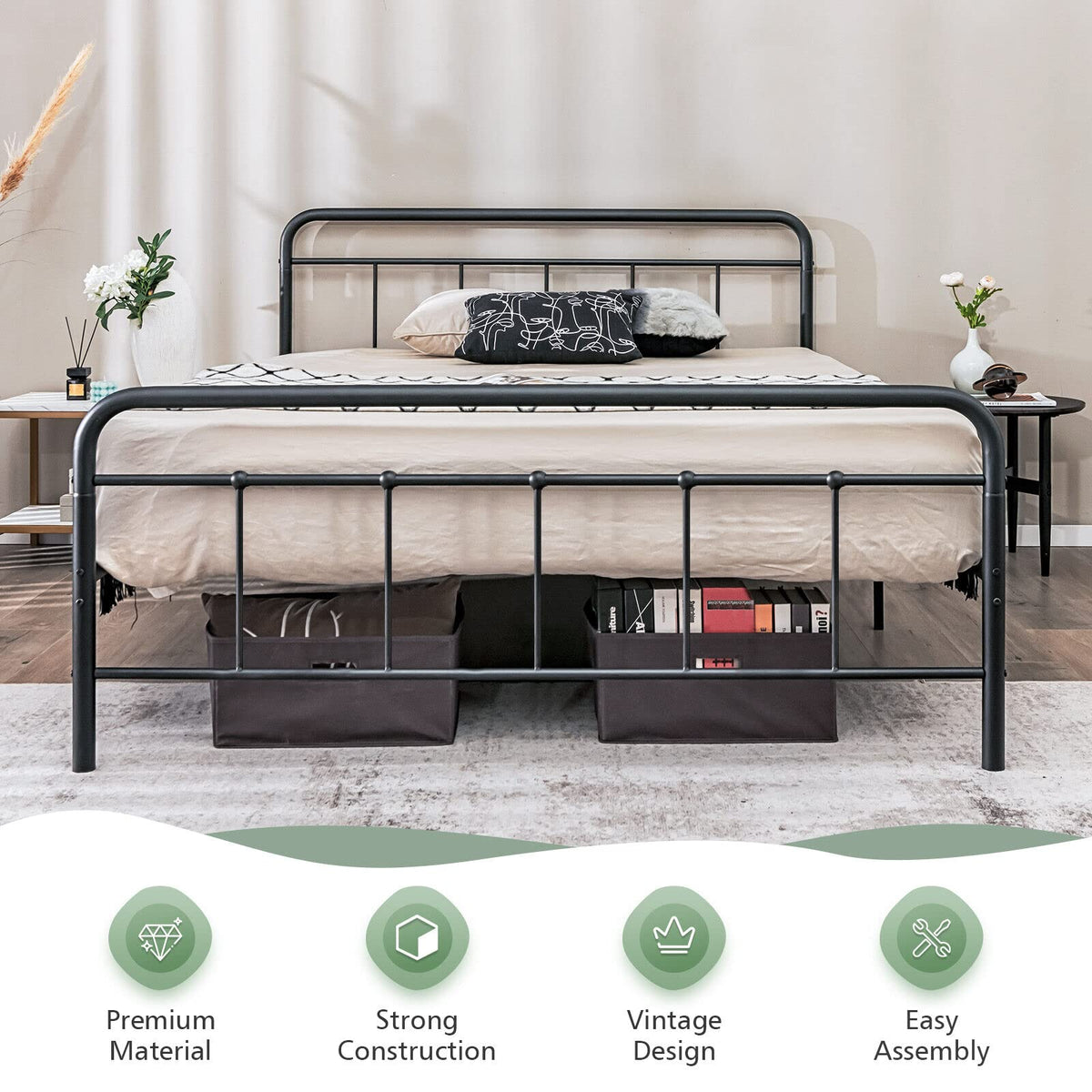 Giantex Metal Bed Frame, Modern Bed Frame with Headboard & Footboard