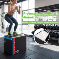 3-in-1 Plyometric Jump Box, 16"x20"x24" Soft Foam Plyo Box with 3 Heights