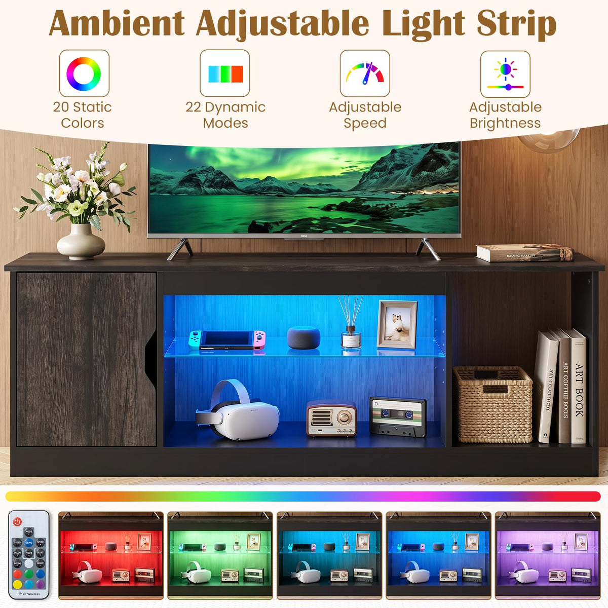 Giantex TV Stand with LED Light Strip for TVs up to 65"