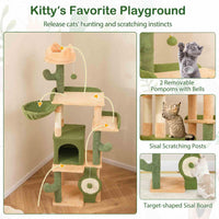 160cm Cactus Cat Tree for Indoor Cats Modern Multi-level Cat Tower w/Sisal Posts