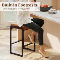 26 Inch Bar Stools Set of 2 with Faux Leather Upholstered Seat for Dining Room