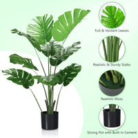 Giantex 1.2M Artificial Monstera Deliciosa Tree, Tall Fake Tropical Palm Tree w/10 Pcs Different Turtle Leaves