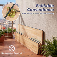 110 CM Folding Kids Picnic Table & Bench Set, No Assembly Wooden Toddler Table
