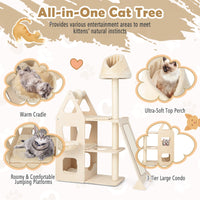 Multi-Level Cat Tree, Cat Tower with Sisal Scratching Post, Ball & Board