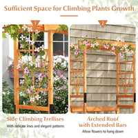 Giantex Garden Arbor with Bench - Wooden Garden Arch Trellis for Climbing Plants Vines
