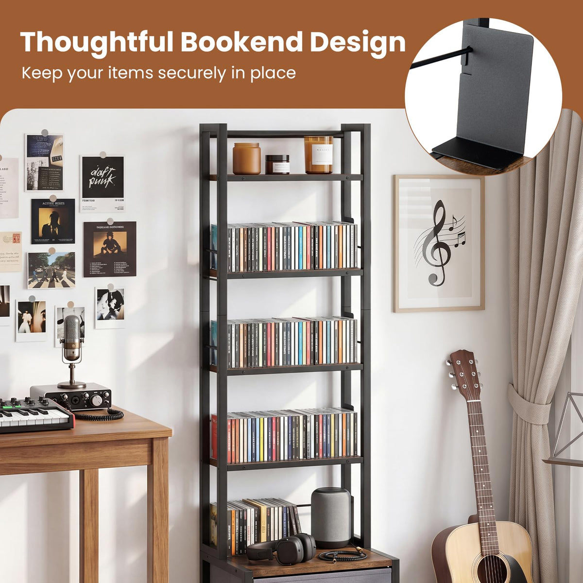 Giantex CD Storage Rack with Drawers, 5-Tier DVD Shelf Organizer