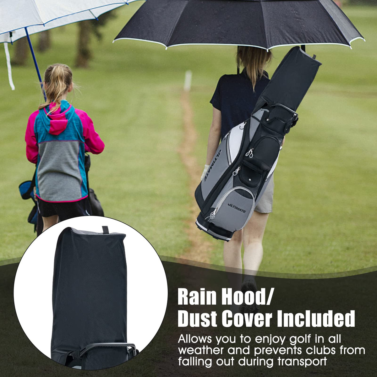 14-Way Golf Cart Bag, Lightweight Portable Golf Club Bag with Cooler Bag, Waterproof Valuable Pocket