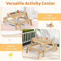 Kids Picnic Table, 4 in 1 Wooden Table & Bench Set with Removable Top & 2 Storage Boxes