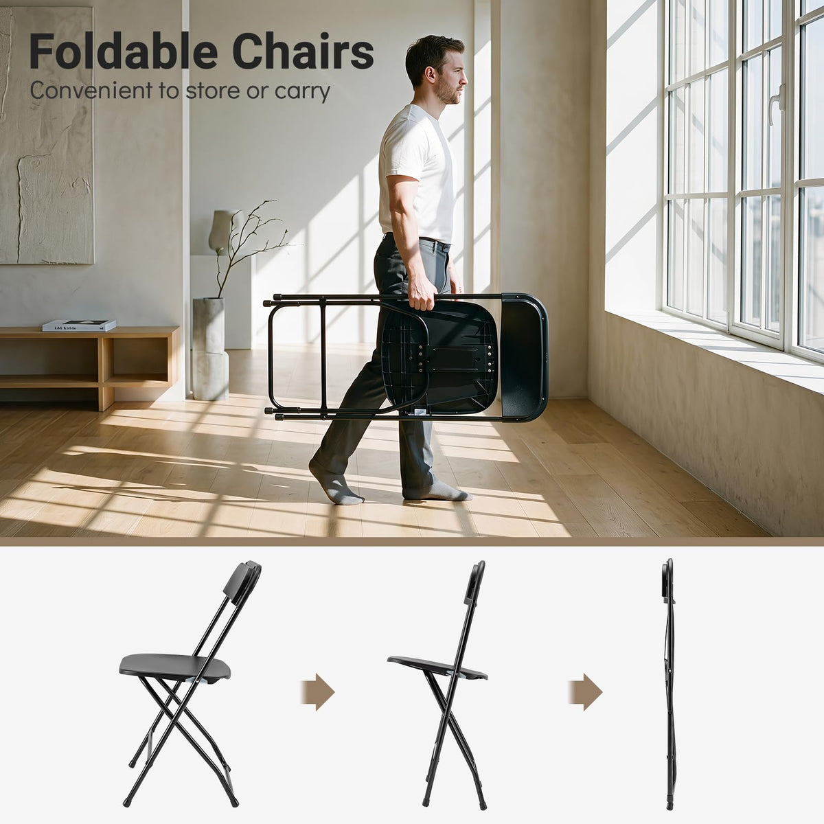 Giantex 4 Pack Folding Chairs, Portable & Foldable PP Chairs