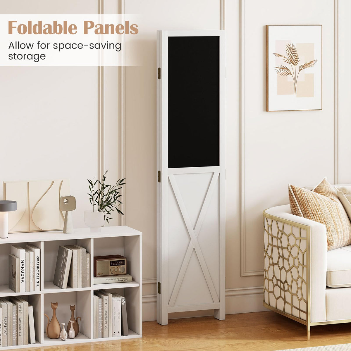 Giantex 170 CM Tall 4-Panel Room Divider with 2 Blackboards & 2 Whiteboards