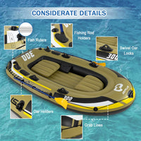 Inflatable Boat, 3/4 Person Heavy-Duty Fishing Raft Set