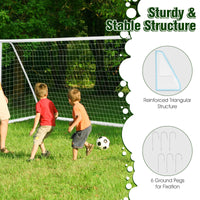 Soccer Goal All-Weather Soccer Goal W/Strong PVC Frame High-Strength Netting 6 Ground Pegs Easy Assembly