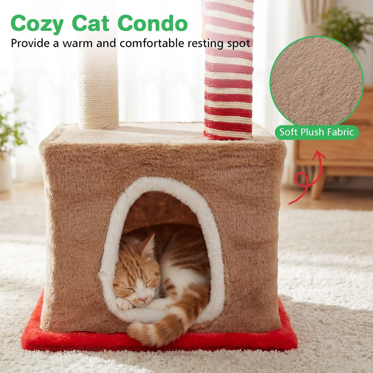 Christmas Cat Tree, 132 cm Multi-Level Cat Tower with Cat Condo