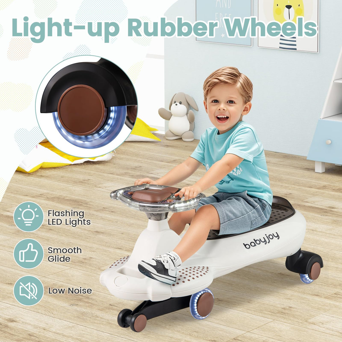 Wiggle Car with Hauling Rope, Ride on Car with Under-Seat Storage