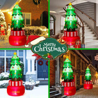 245CM Christmas Inflatables, Blow-up Rotating Xmas Tree with Built-in LED Lights