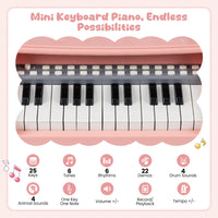 Mini Keyboard Piano for Kids 25 Keys Electric Piano with Stool Music Stand and Microphone