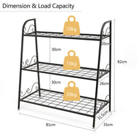 3-Tier Metal Plant Stand with Adjustable Feet for Indoor & Outdoor