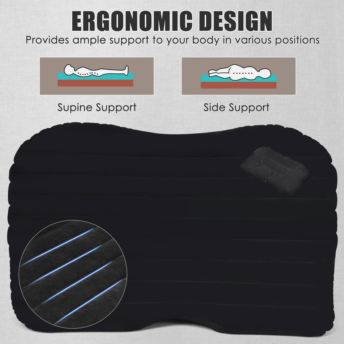 Inflatable Car Air Mattress, Backseat SUV Air Bed w/Pillow