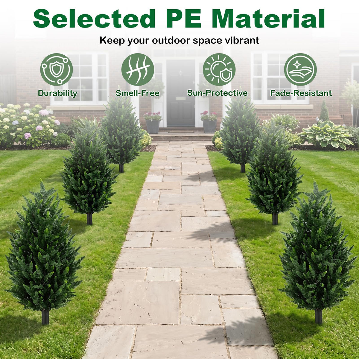Giantex 2 Pack Artificial Cypress Topiary Trees 90cm Faux Cone Bushes