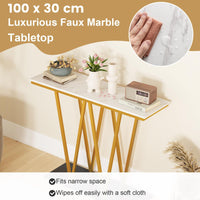 100cm Modern Console Table with Faux Marble Table