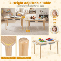 Kids Sensory Table and Chair Set with Adjustable Height 2 Bins for Water Sand Play