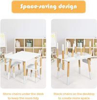 Kids Table and 2 Chairs Set with Pine Wood Legs for Playing & Learning & Eating