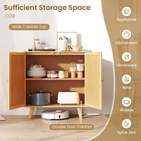 Bamboo Buffet Cabinet Boho Sideboard Storage Cabinet with Doors