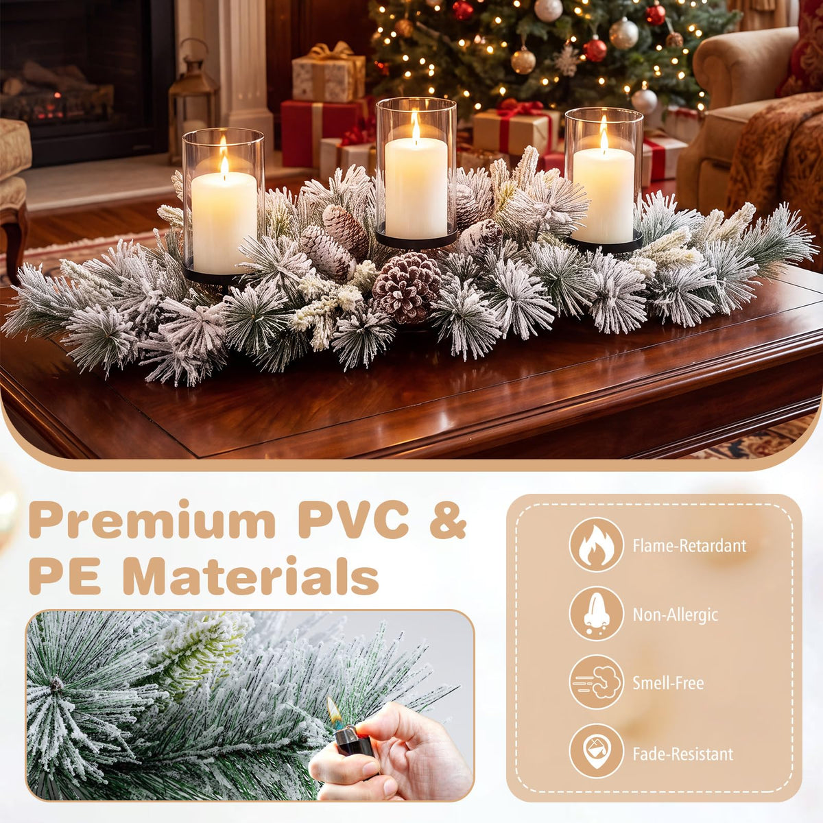 72 cm Foldable Christmas Centerpiece 3 Candle Holder