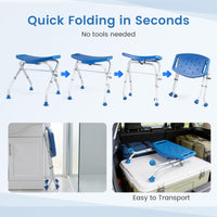 Folding Shower Chair, Aluminum Alloy Shower Seat for Inside Shower and Bath Tub