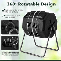 utdoor Tumbling Composter, 160 L Portable Garden Compost Bin W/Dual Chamber